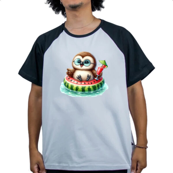 Camiseta Raglan Coruja na boia - Imagem 4