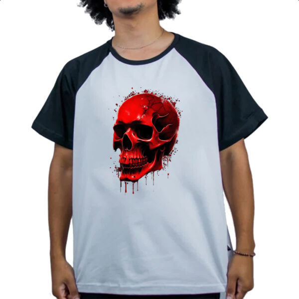 Camiseta Raglan Cranio em sangue - Imagem 4