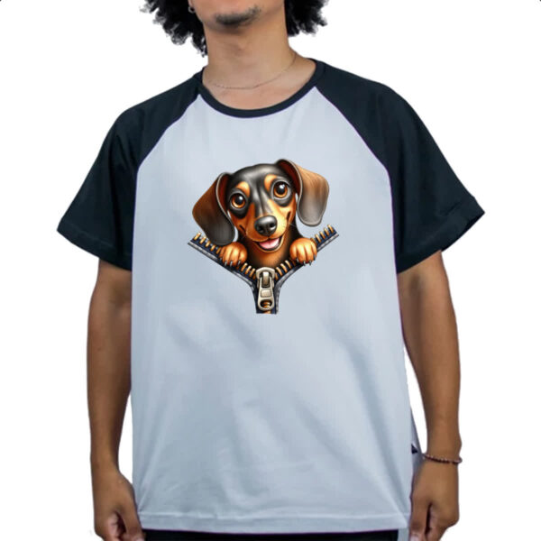 Camiseta Raglan Dachshund no Ziper - Imagem 4