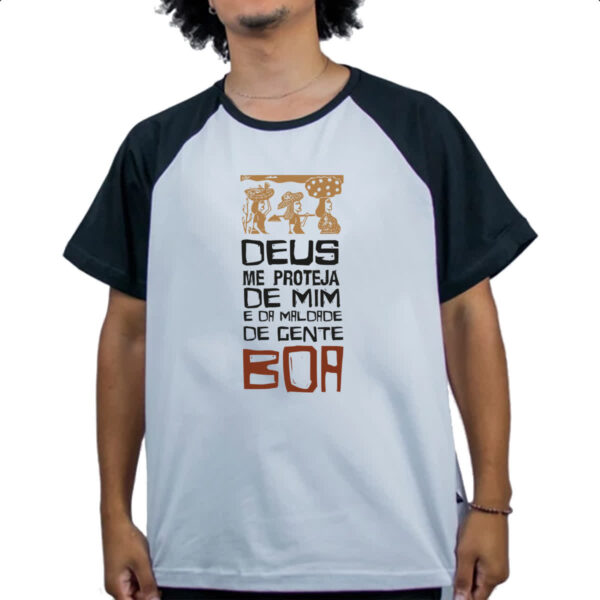 Camiseta Raglan Deus me proteja da maldade boa - Imagem 4