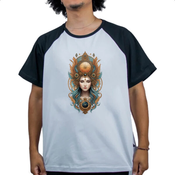 Camiseta Raglan Deusa asteca do tempo - Imagem 4