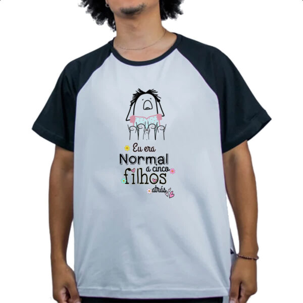 Camiseta Raglan Dias das mae Flork normal a cinco filho atras - Imagem 4