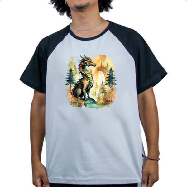 Camiseta Raglan Dragao Floresta Sunset - Imagem 4