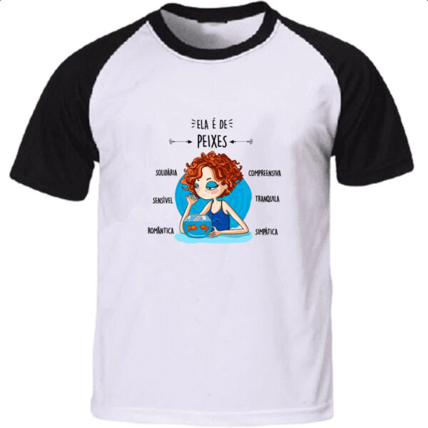 Camiseta Raglan Ela e de Peixes