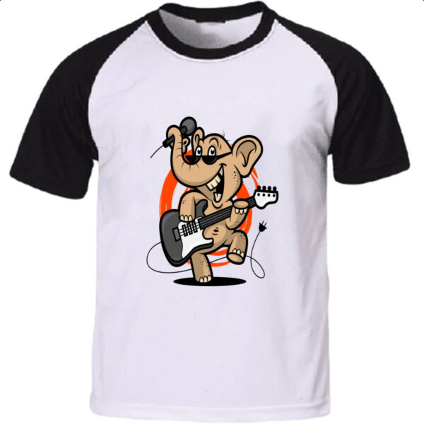 Camiseta Raglan Elefante Guitarrista
