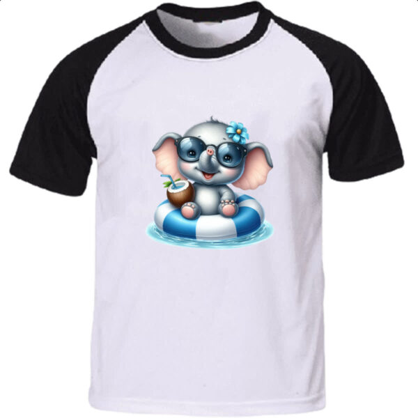 Camiseta Raglan Elefante na boia