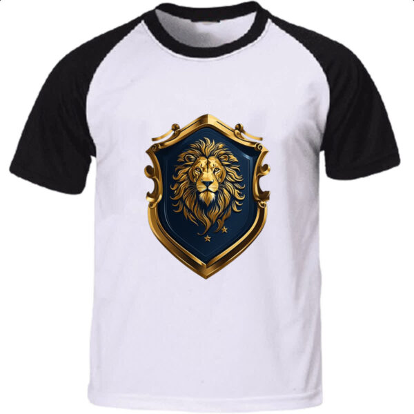 Camiseta Raglan Escudo dourado leao de juda