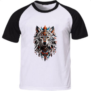 Camiseta Raglan Espirito lobo tribal