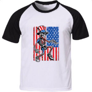 Camiseta Raglan Esqueleto Estados Unidos Vintage