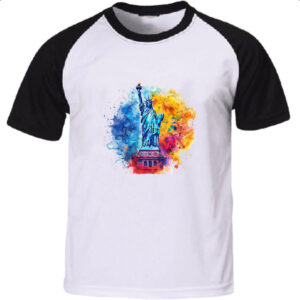 Camiseta Raglan Estatua liberdade watercolor