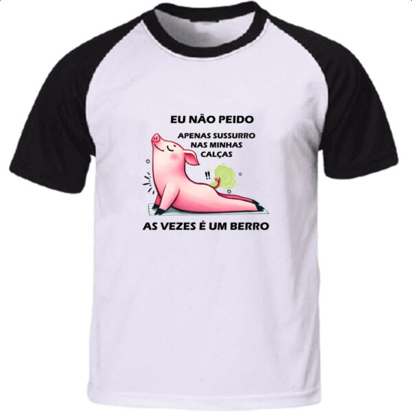 Camiseta Raglan Eu nao peido porco