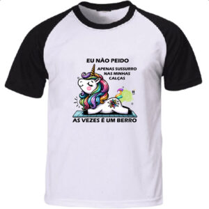 Camiseta Raglan Eu nao peido unicornio