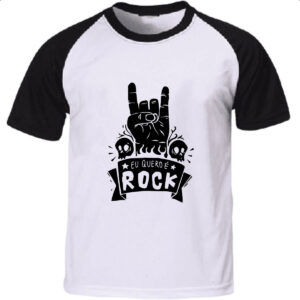 Camiseta Raglan Eu quero e Rock