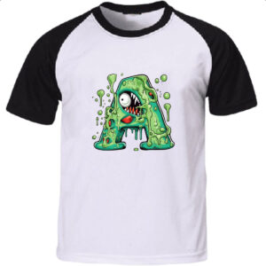 Camiseta Raglan Zumbi Alfabeto Letra A