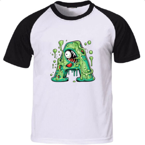Camiseta Raglan Zumbi Alfabeto Letra A