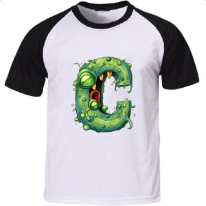Camiseta Raglan Zumbi Alfabeto Letra C