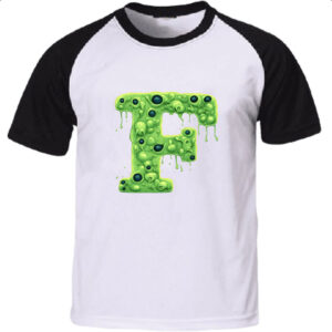 Camiseta Raglan Zumbi Alfabeto Letra F