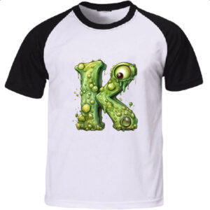 Camiseta Raglan Zumbi Alfabeto Letra K