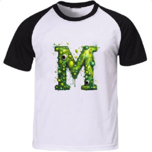 Camiseta Raglan Zumbi Alfabeto Letra M