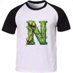 Camiseta Raglan Zumbi Alfabeto Letra N