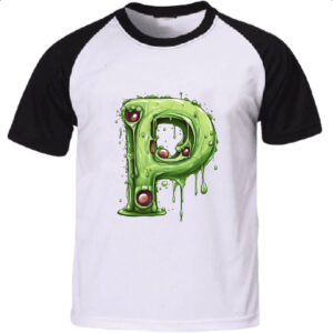 Camiseta Raglan Zumbi Alfabeto Letra P
