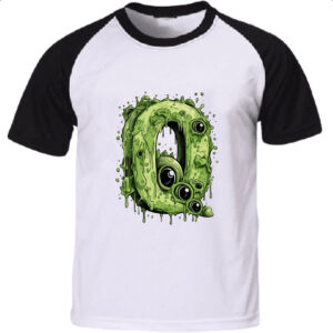 Camiseta Raglan Zumbi Alfabeto Letra Q