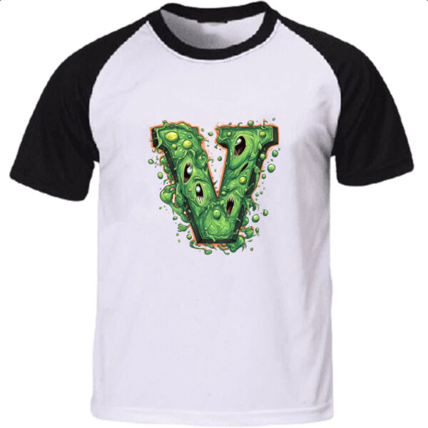 Camiseta Raglan Zumbi Alfabeto Letra V