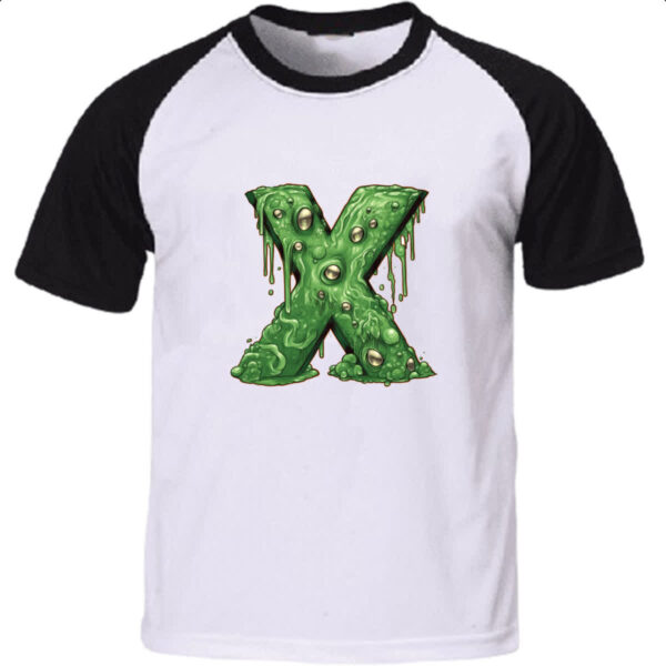 Camiseta Raglan Zumbi Alfabeto Letra X