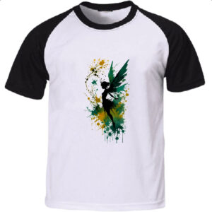 Camiseta Raglan Fada da floresta silhueta splash