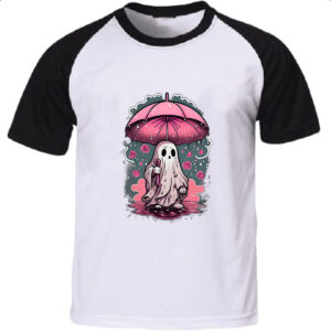 Camiseta Raglan Fantasma chuva de rosas