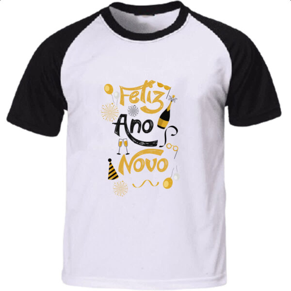 Camiseta Raglan Feliz ano novo elementos