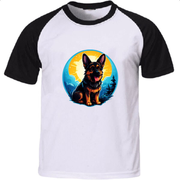 Camiseta Raglan Filhote pastor alemao sunset art