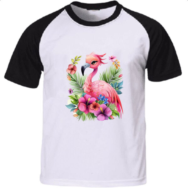 Camiseta Raglan Flamingo na flor