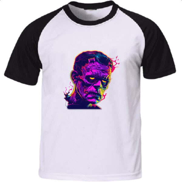Camiseta Raglan Frankstein Neon Art Face