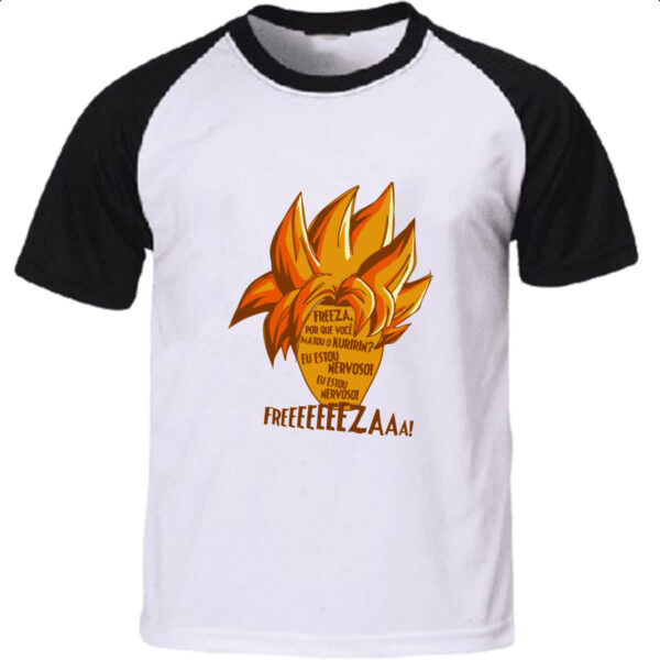 Camiseta Raglan Freeza voce matou o Kuririn eu estou nervoso