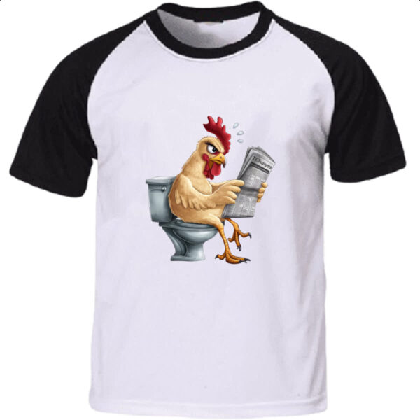 Camiseta Raglan Galinha na sala de forca
