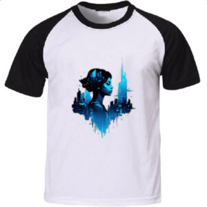 Camiseta Raglan Garota futurista silhueta