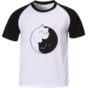 Camiseta Raglan Gatinhos Yin Yang