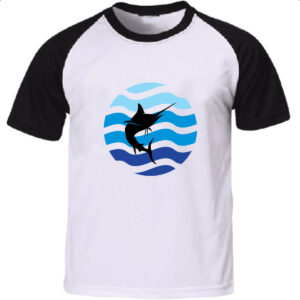 Camiseta Raglan Animais marinhos marlim silhueta sunset