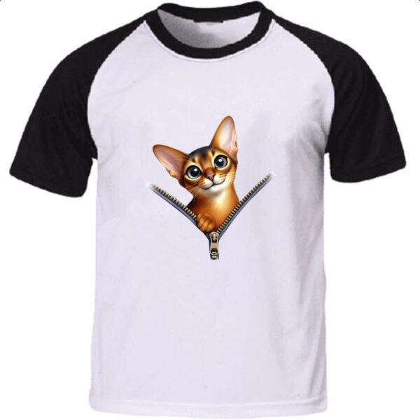 Camiseta Raglan Gato Abyssinian no ziper