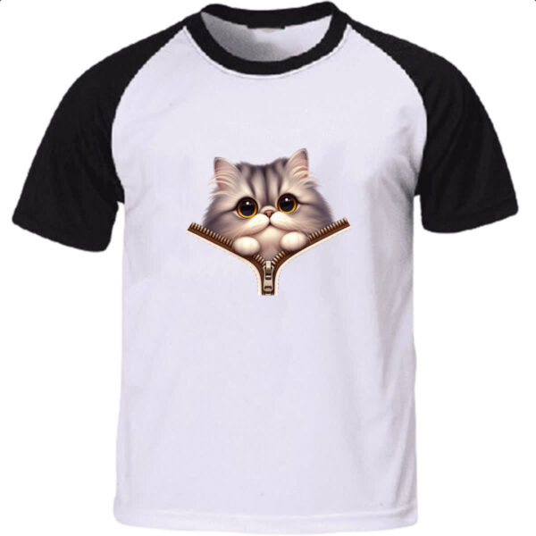 Camiseta Raglan Gato British Longhair no ziper