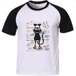Camiseta Raglan Gato Cat Help Socorro