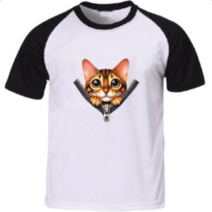 Camiseta Raglan Gato de bengala no ziper