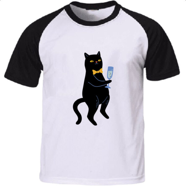 Camiseta Raglan Gato drink de peixe
