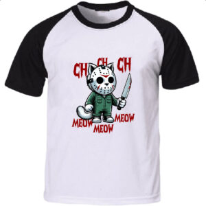 Camiseta Raglan Gato Halloween Sexta Feira 13
