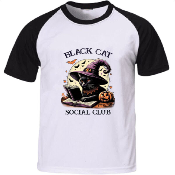 Camiseta Raglan Gato Preto clube social