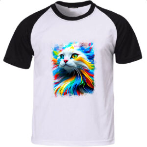 Camiseta Raglan Gato Splash Art Color
