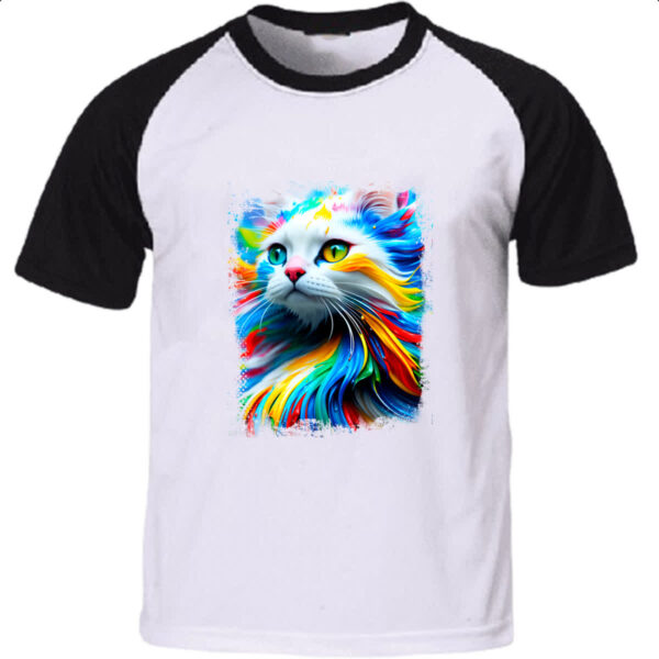 Camiseta Raglan Gato Splash Art Color