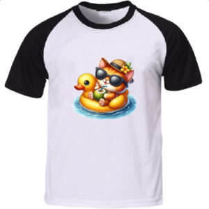 Camiseta Raglan Gato na boia