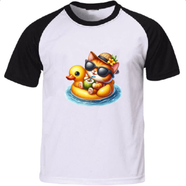 Camiseta Raglan Gato na boia